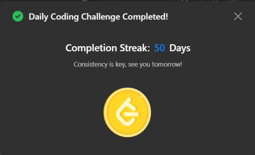 LeetCode 50 Days Streak Badge