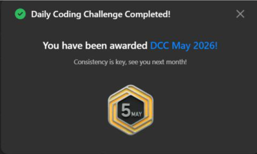 LeetCode May Daily Coding Challenge Badge
